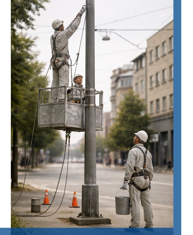Покраска опор освещения в Белореченске от 5072 р. | ВЫСОТНИК-Блч
