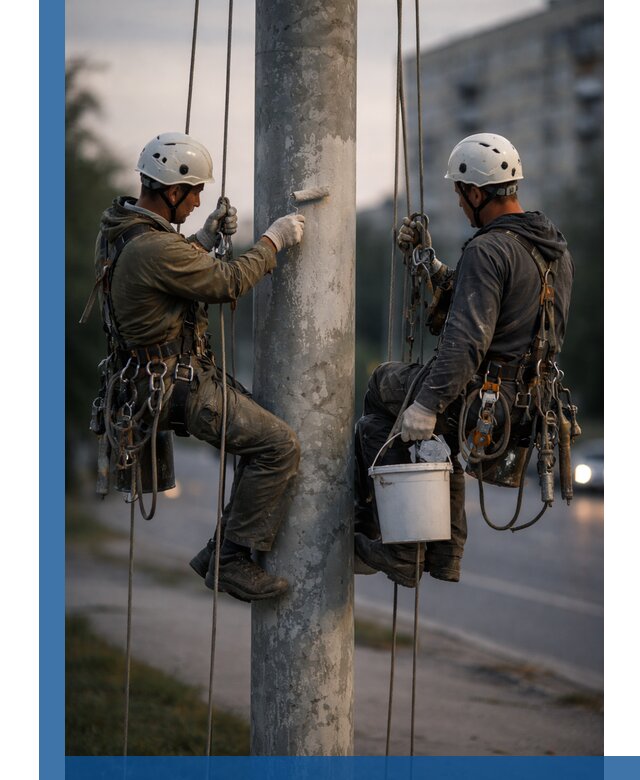 Покраска опор освещения и антикоррозийная защита в Белореченске