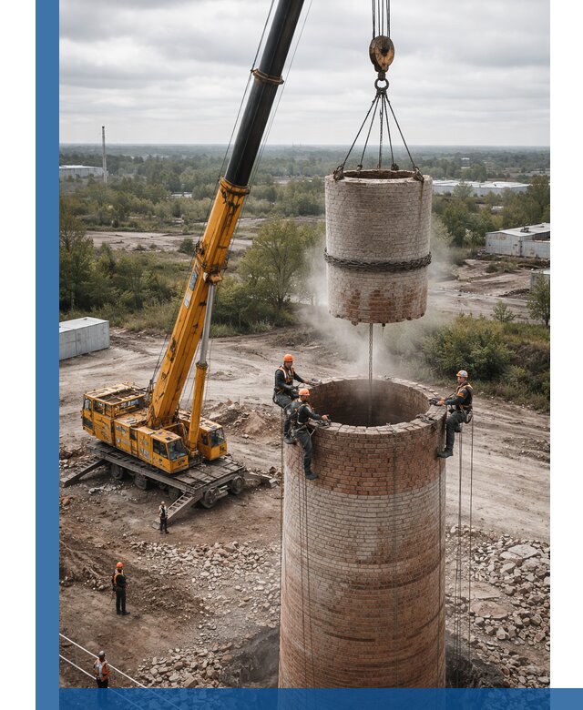 Демонтаж дымовой трубы в Белореченске с гарантиями безопасности
