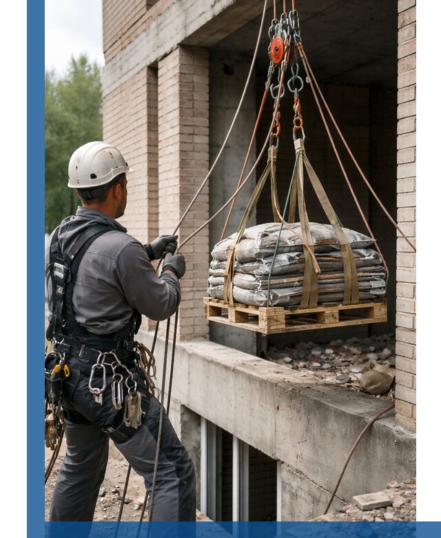 Подъем материалов на этаж веревками в Белореченске оперативно