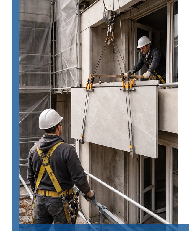 Подъем керамогранита на этаж в Белореченске грузчиками и техникой