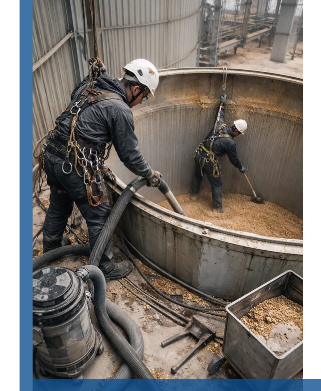 Профессиональная чистка зерновых бункеров в Белореченске с выездом