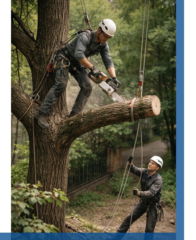 Спил деревьев альпинистами в Белореченске от 8115 р. | ВЫСОТНИК-Блч