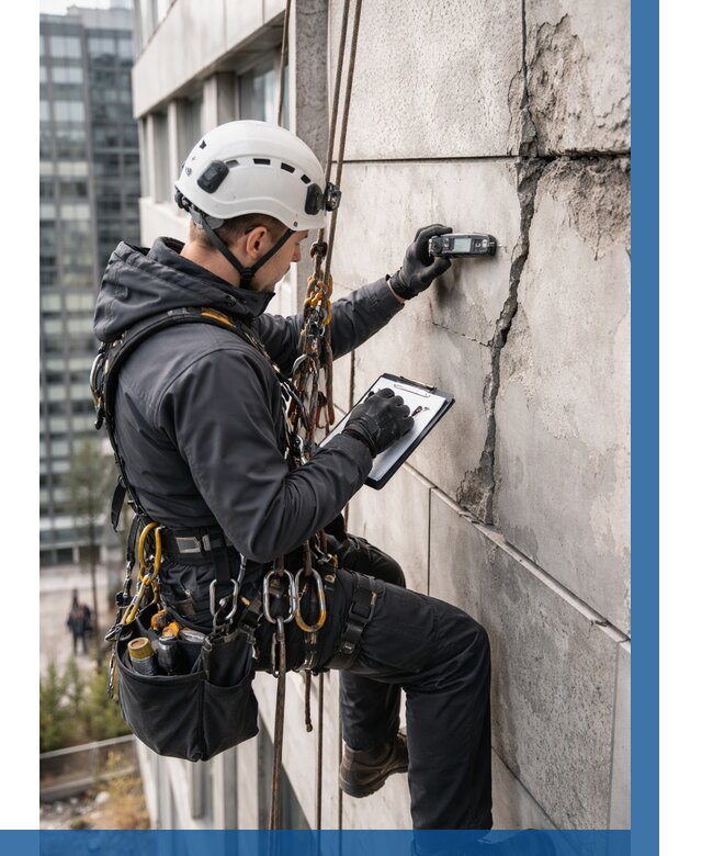 Обследование фасада альпинистами в Белореченске от 122 р. | ВЫСОТНИК-Блч