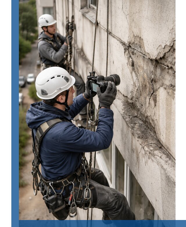 Фотофиксация дефектов фасада с высотной съемкой в Белореченске