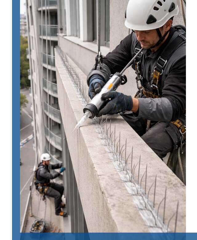 Установка шипов от птиц на фасадах и кровлях в Белореченске